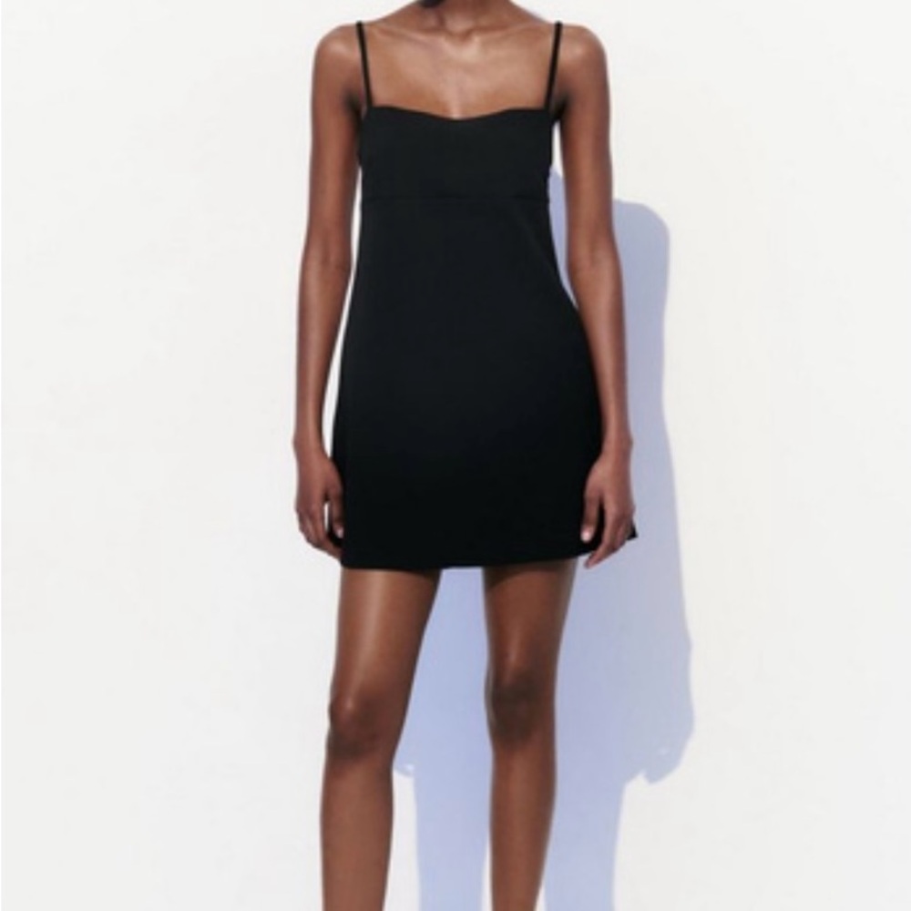 NWT ZARA Black A-line strap mini dress (2298/087) Size XS